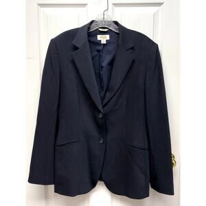 Vintage Talbots Blazer Navy Wool Coat Women’s 12 Made in Japan Classic Tailored